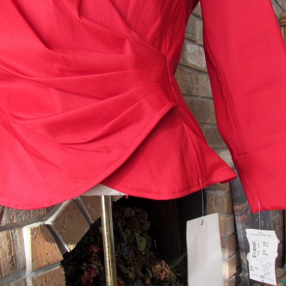RED BLOUSE, 14, NWT VERONIQUE YOUNG for W, SHAPELY DRESSY TOP - Picture 7 of 8